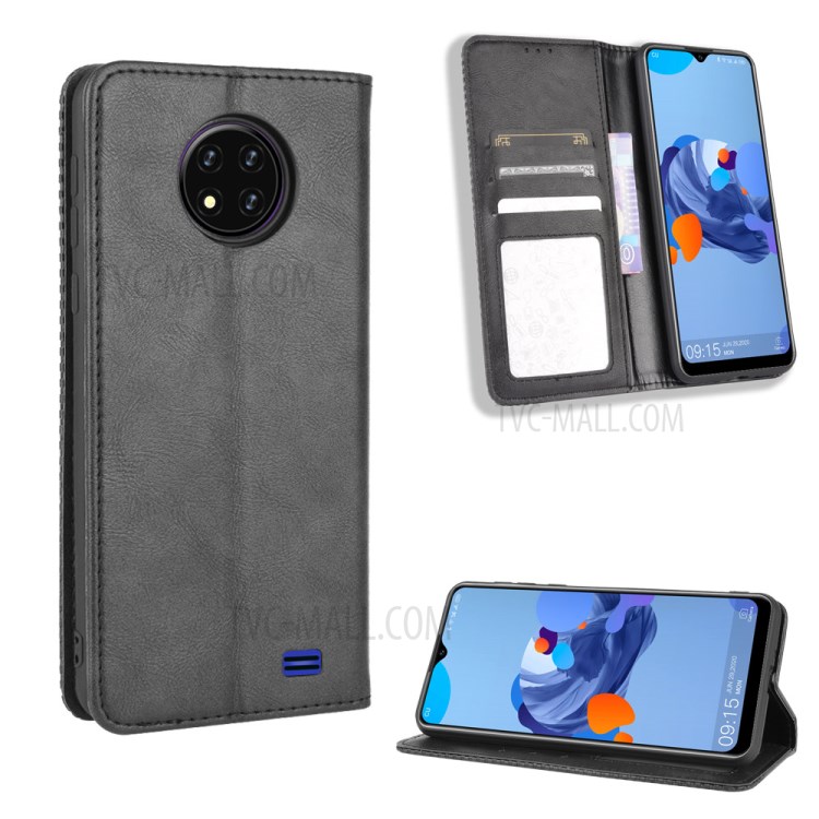 Auto-absorbed Retro Unique Leather Shell for Oukitel C19 - Black-1
