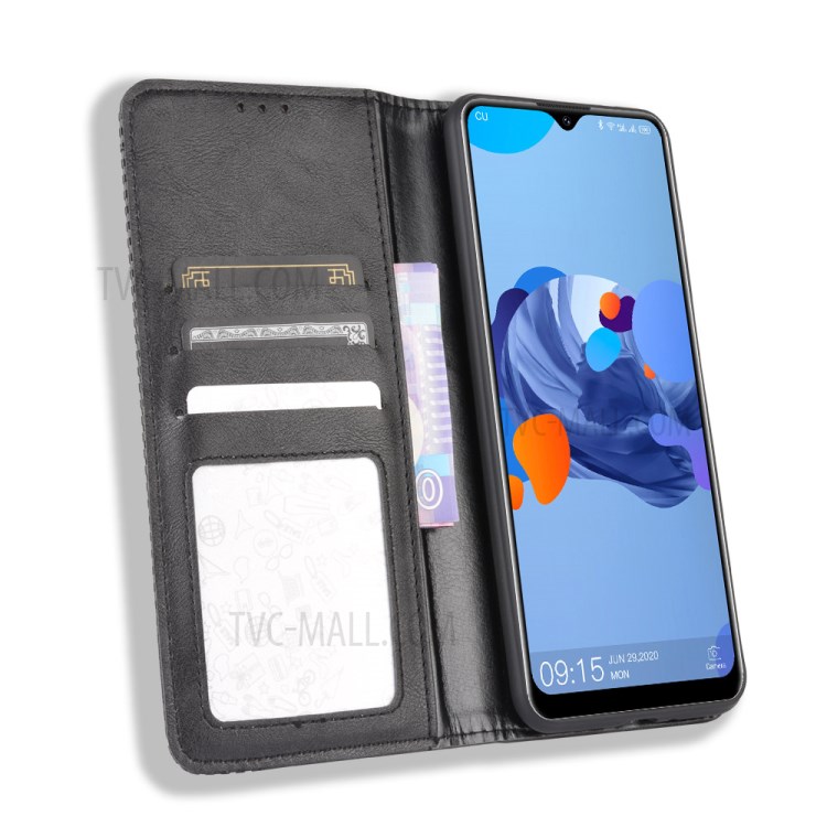 Auto-absorbed Retro Unique Leather Shell for Oukitel C19 - Black-6