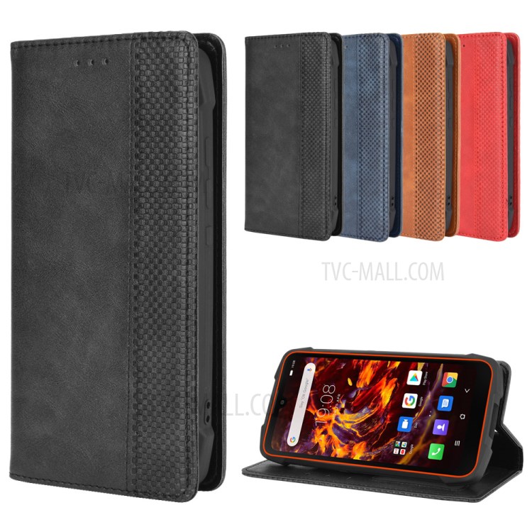 Auto-absorbed Retro Style Leather Shell for Blackview BV6900 - Black-12