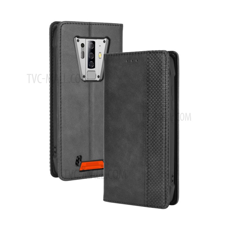 Auto-absorbed Retro Style Leather Shell for Blackview BV6900 - Black-2