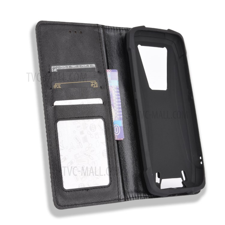 Auto-absorbed Retro Style Leather Shell for Blackview BV6900 - Black-5