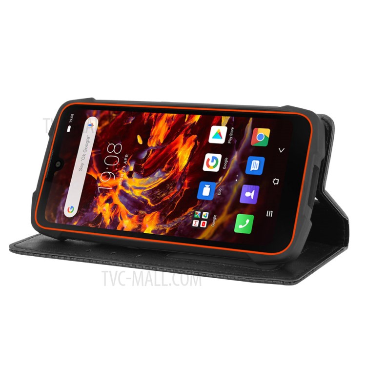 Auto-absorbed Retro Style Leather Shell for Blackview BV6900 - Black-7