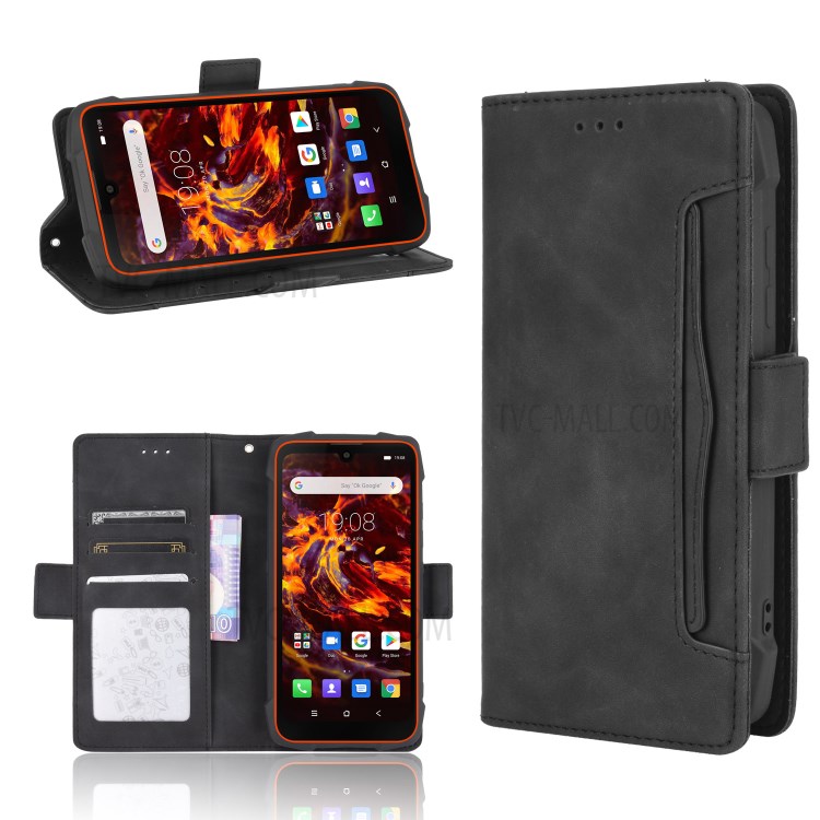 With Wallet Stand Leather Protective Case for Blackview BV6900 - Black-1
