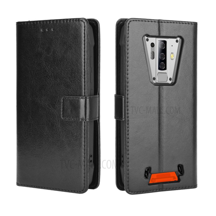 Crazy Horse PU Leather Wallet Stand Case for Blackview BV6900 - Black-2