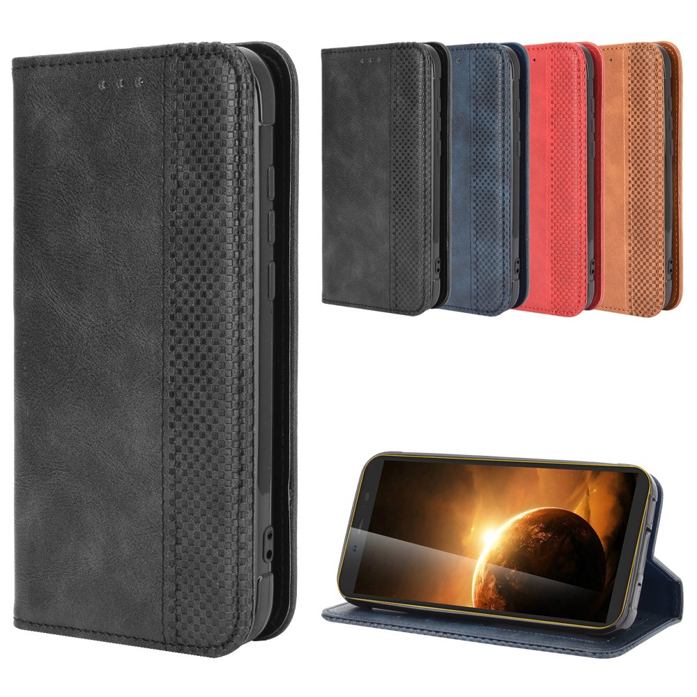 Vintage Style Leather Wallet Stand Case for Blackview BV5500/BV5500 Pro/BV5500 Plus - Black-12