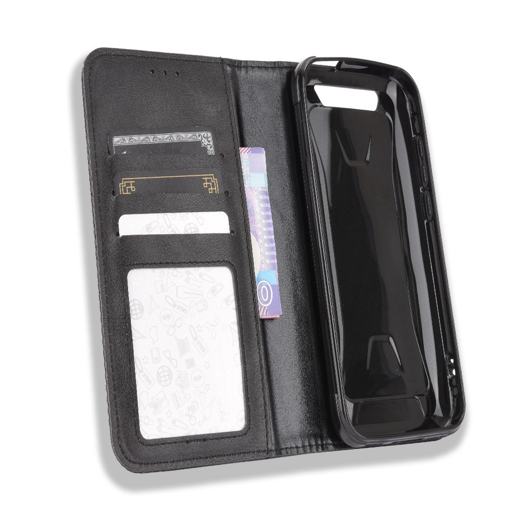 Vintage Style Leather Wallet Stand Case for Blackview BV5500/BV5500 Pro/BV5500 Plus - Black-4