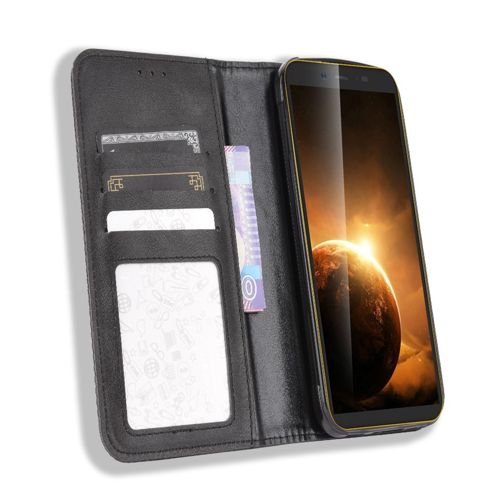 Vintage Style Leather Wallet Stand Case for Blackview BV5500/BV5500 Pro/BV5500 Plus - Black-5