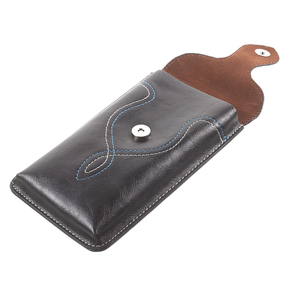 Vertical Leather Pouch with Carabiner for iPhone 6s Plus, Size: 159 x 83mm - Black-3