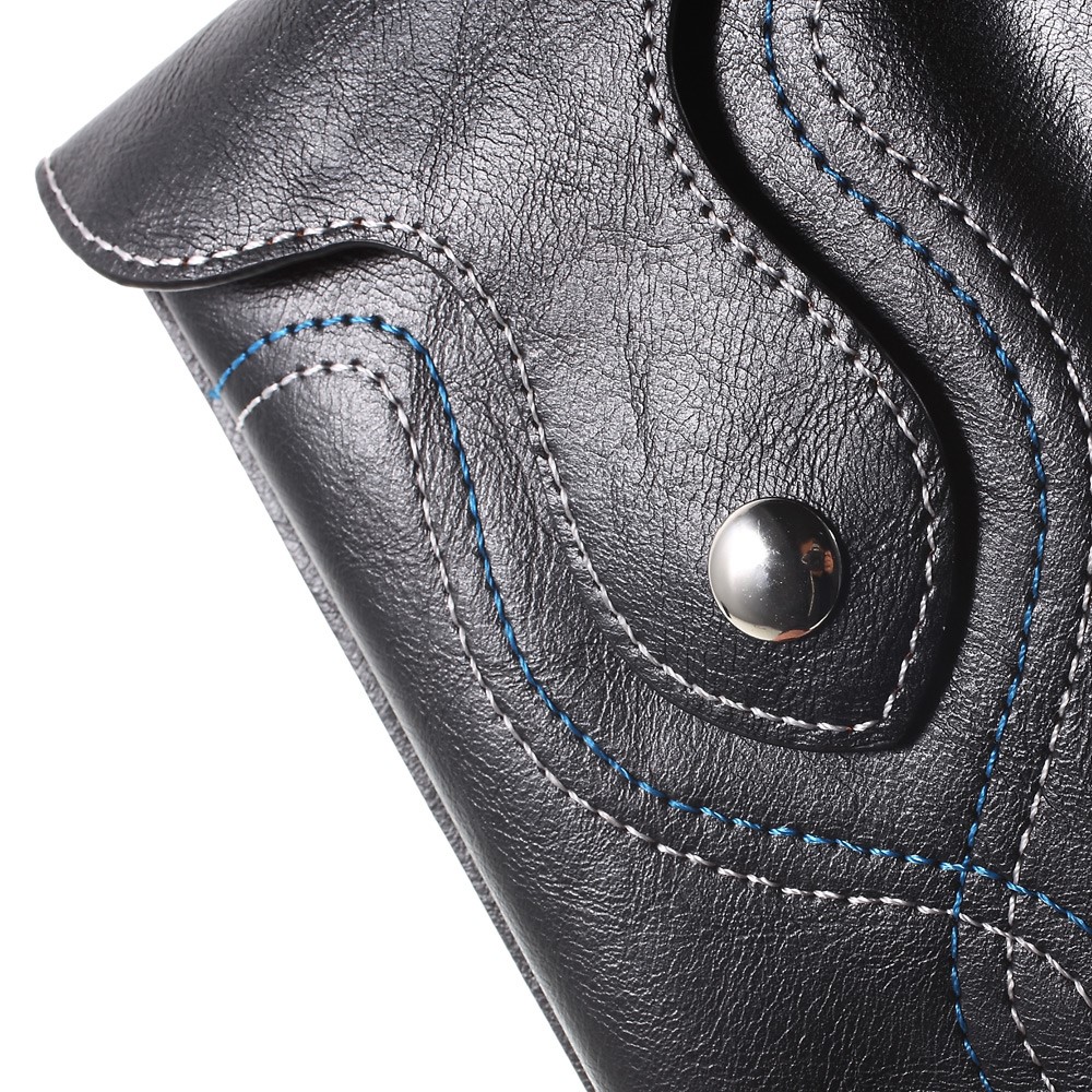 Vertical Leather Pouch with Carabiner for iPhone 6s Plus, Size: 159 x 83mm - Black-4