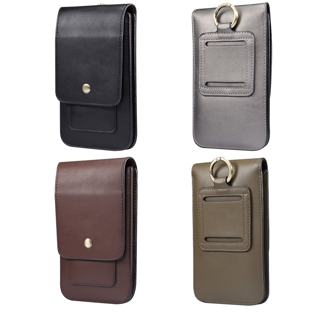 6.3-6.9 Inch Universal Wear-resistant Leather Belt Clip Phone Pouch Case for iPhone Samsung Huawei Etc. - Green-10