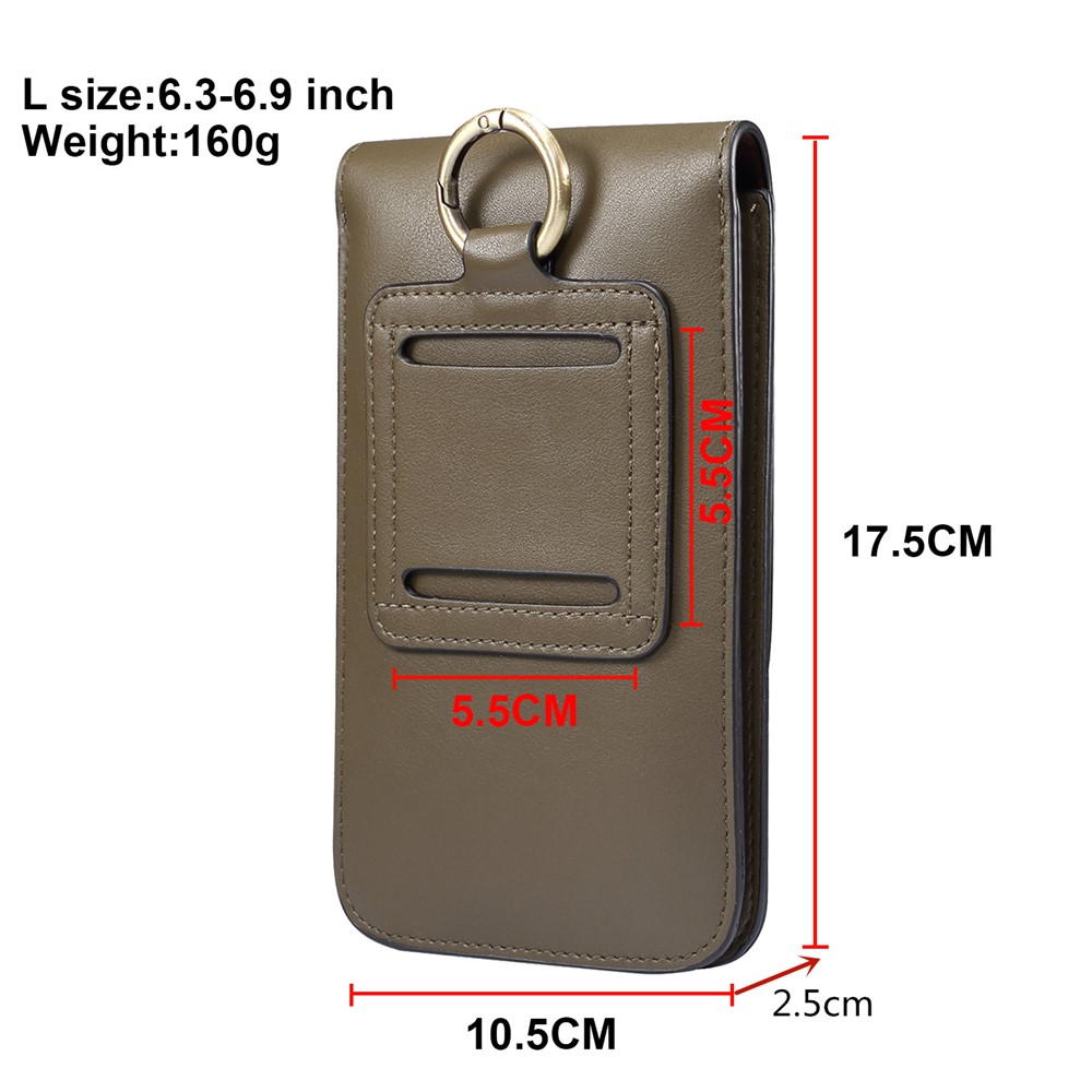 6.3-6.9 Inch Universal Wear-resistant Leather Belt Clip Phone Pouch Case for iPhone Samsung Huawei Etc. - Green-8