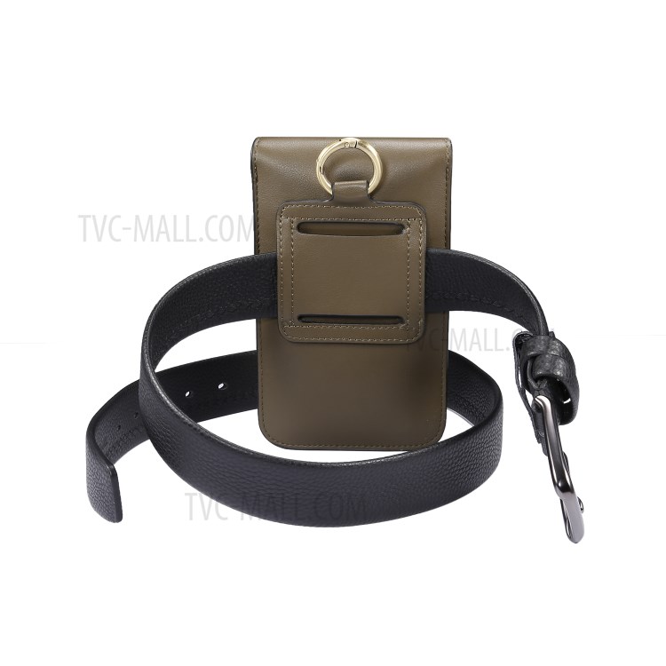 4.7-5.5 Inch Universal Wear-resistant Leather Belt Clip Phone Pouch Case for iPhone Samsung Huawei Etc. - Green-6