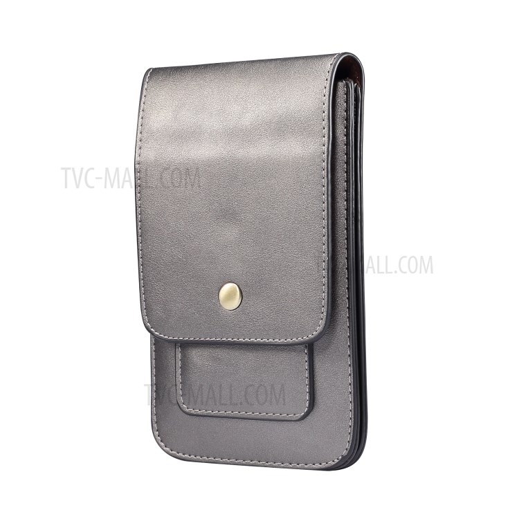 4.7-5.5 Inch Universal Wear-resistant Leather Belt Clip Phone Pouch Case for iPhone Samsung Huawei Etc. - Grey-2