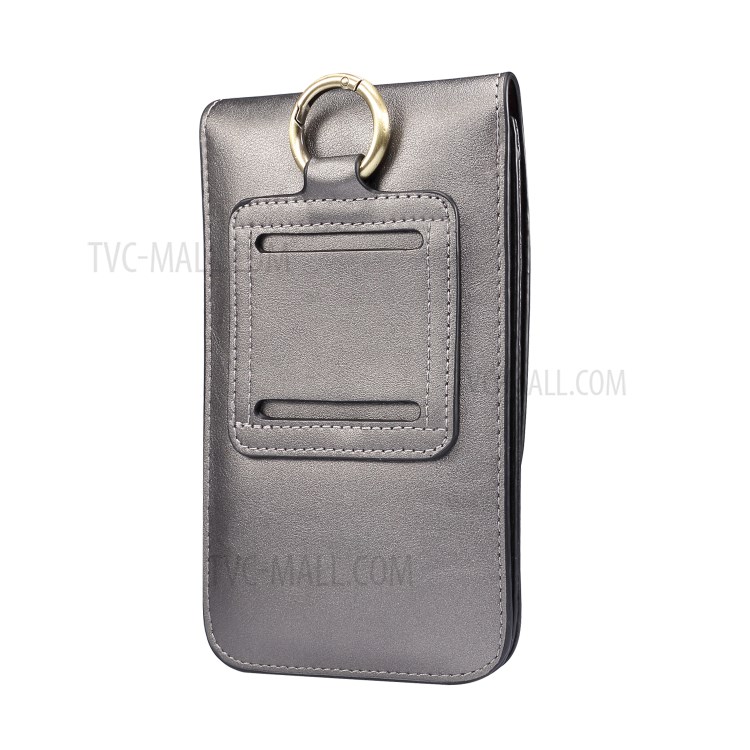 4.7-5.5 Inch Universal Wear-resistant Leather Belt Clip Phone Pouch Case for iPhone Samsung Huawei Etc. - Grey-3