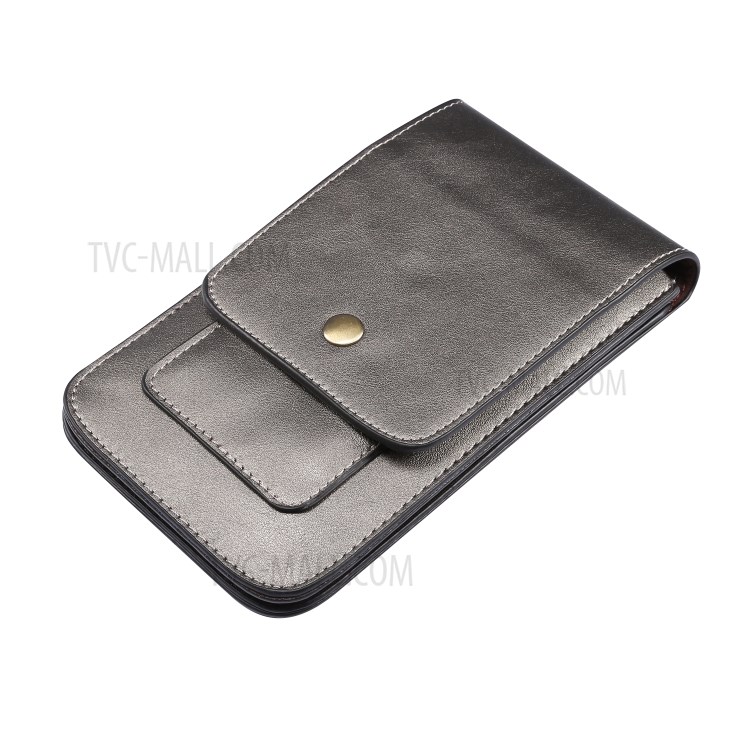 4.7-5.5 Inch Universal Wear-resistant Leather Belt Clip Phone Pouch Case for iPhone Samsung Huawei Etc. - Grey-4