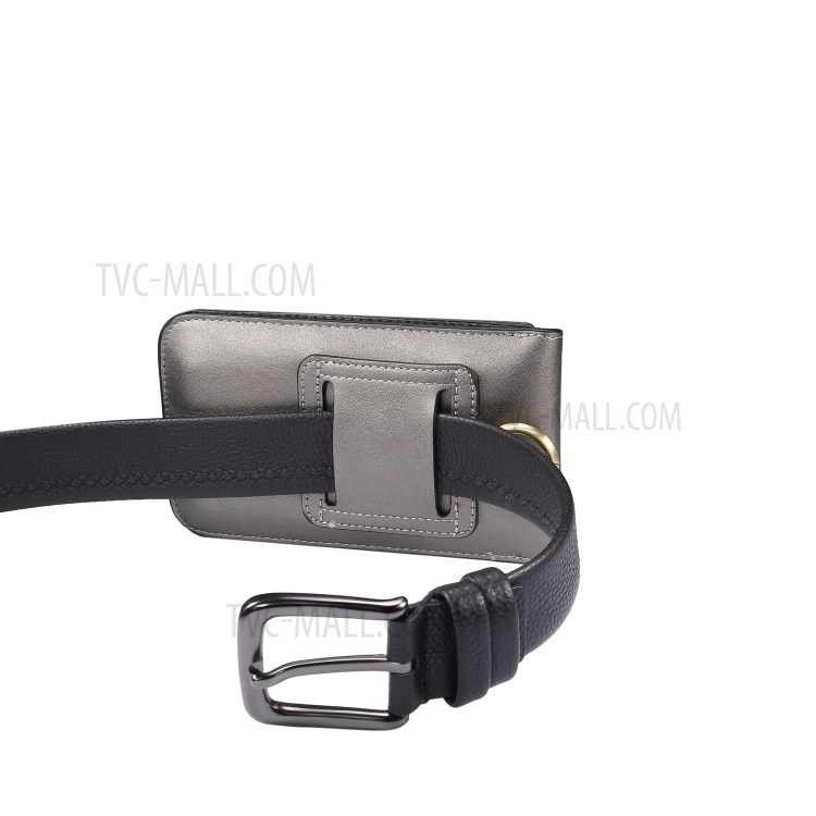 4.7-5.5 Inch Universal Wear-resistant Leather Belt Clip Phone Pouch Case for iPhone Samsung Huawei Etc. - Grey-7