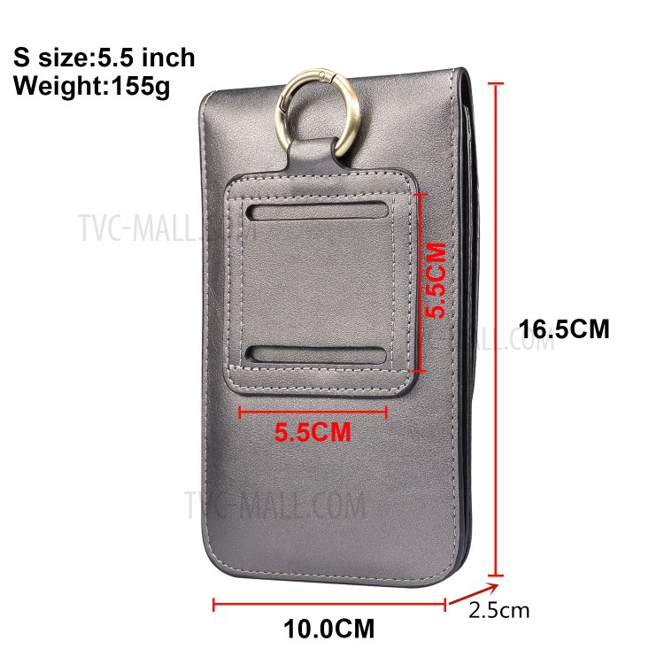 4.7-5.5 Inch Universal Wear-resistant Leather Belt Clip Phone Pouch Case for iPhone Samsung Huawei Etc. - Grey-8