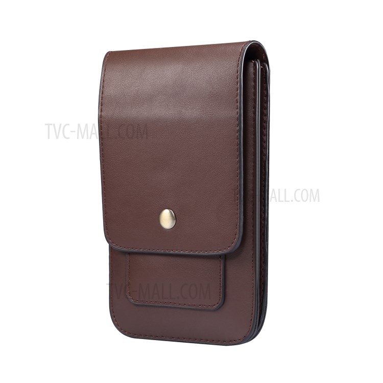 4.7-5.5 Inch Universal Wear-resistant Leather Belt Clip Phone Pouch Case for iPhone Samsung Huawei Etc. - Coffee-2
