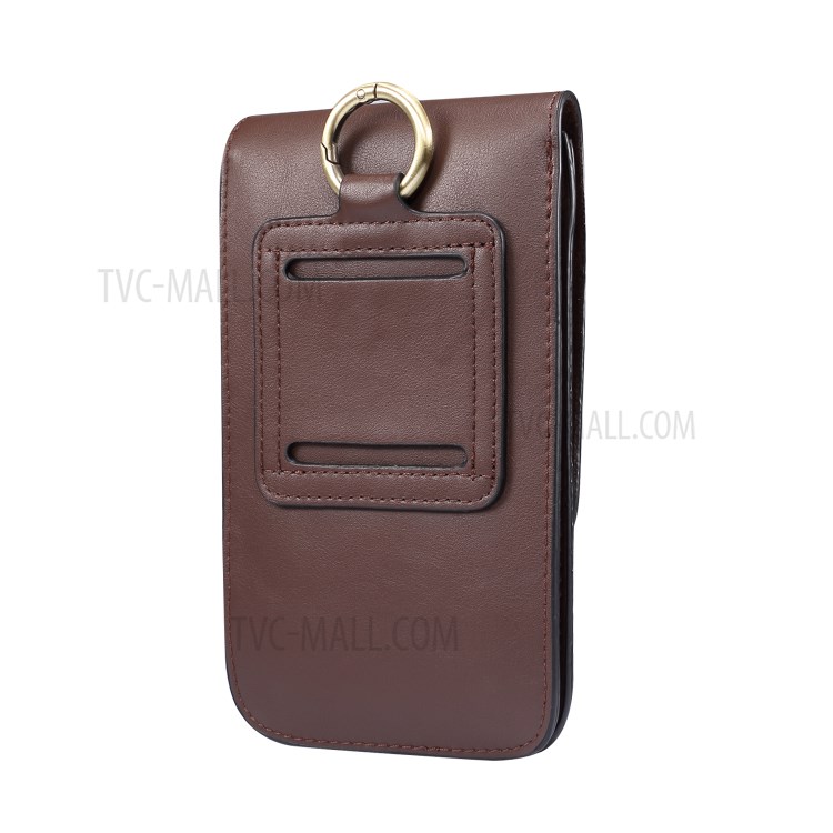 4.7-5.5 Inch Universal Wear-resistant Leather Belt Clip Phone Pouch Case for iPhone Samsung Huawei Etc. - Coffee-3
