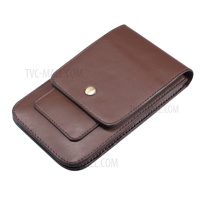 4.7-5.5 Inch Universal Wear-resistant Leather Belt Clip Phone Pouch Case for iPhone Samsung Huawei Etc. - Coffee-4