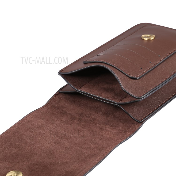 4.7-5.5 Inch Universal Wear-resistant Leather Belt Clip Phone Pouch Case for iPhone Samsung Huawei Etc. - Coffee-5