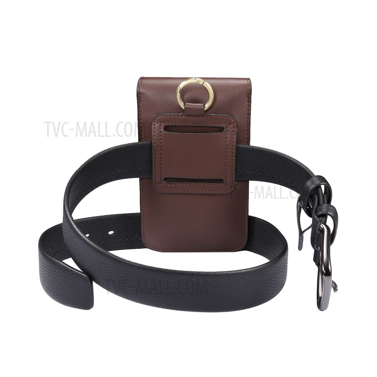 4.7-5.5 Inch Universal Wear-resistant Leather Belt Clip Phone Pouch Case for iPhone Samsung Huawei Etc. - Coffee-6