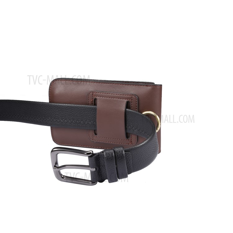4.7-5.5 Inch Universal Wear-resistant Leather Belt Clip Phone Pouch Case for iPhone Samsung Huawei Etc. - Coffee-7