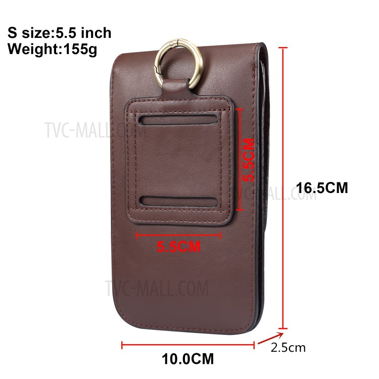 4.7-5.5 Inch Universal Wear-resistant Leather Belt Clip Phone Pouch Case for iPhone Samsung Huawei Etc. - Coffee-8