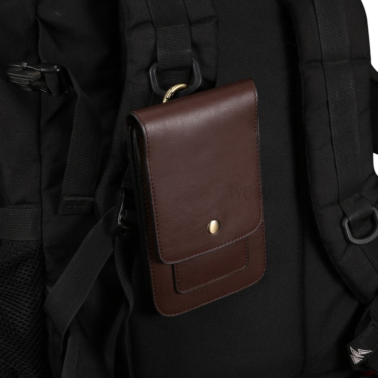 4.7-5.5 Inch Universal Wear-resistant Leather Belt Clip Phone Pouch Case for iPhone Samsung Huawei Etc. - Coffee-9