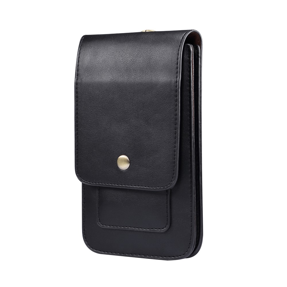 4.7-5.5 Inch Universal Wear-resistant Leather Belt Clip Phone Pouch Case for iPhone Samsung Huawei Etc. - Black-2