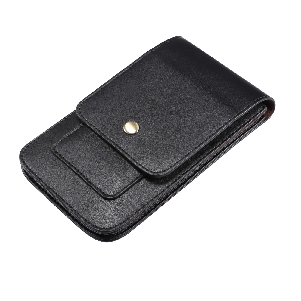 4.7-5.5 Inch Universal Wear-resistant Leather Belt Clip Phone Pouch Case for iPhone Samsung Huawei Etc. - Black-4