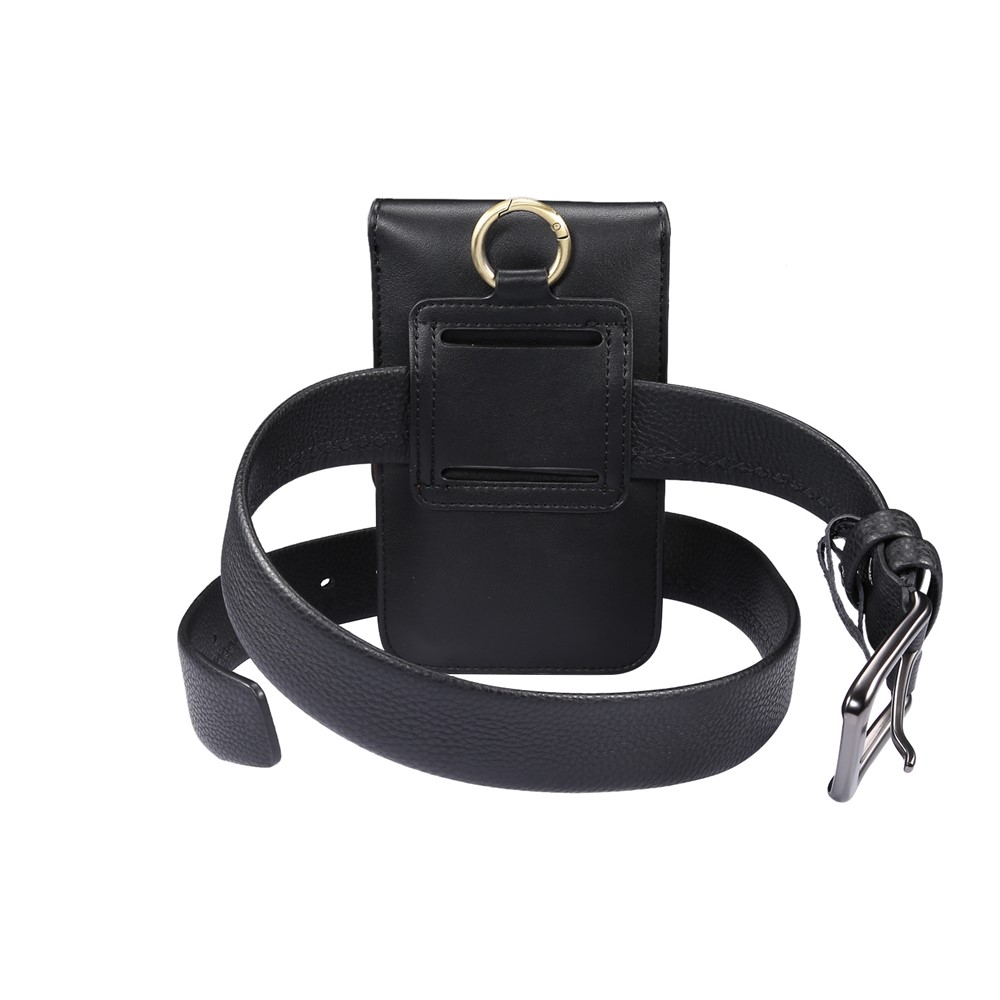 4.7-5.5 Inch Universal Wear-resistant Leather Belt Clip Phone Pouch Case for iPhone Samsung Huawei Etc. - Black-6