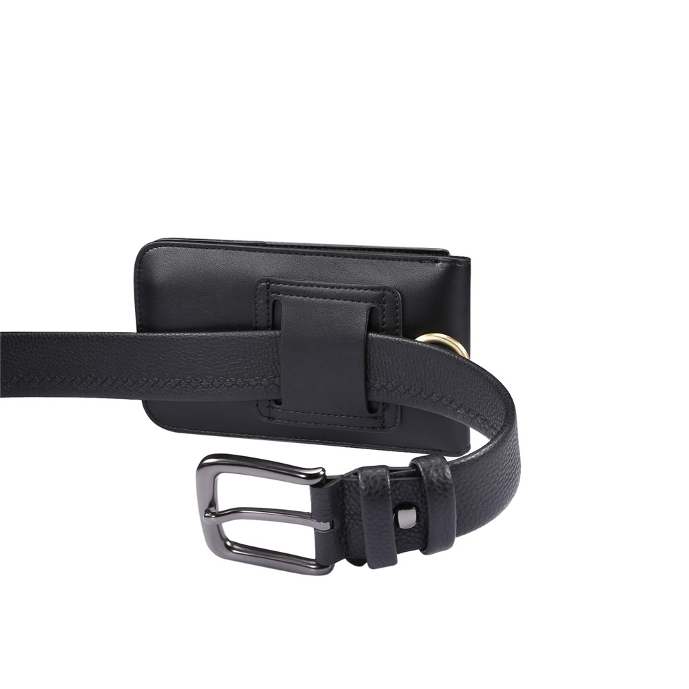 4.7-5.5 Inch Universal Wear-resistant Leather Belt Clip Phone Pouch Case for iPhone Samsung Huawei Etc. - Black-7