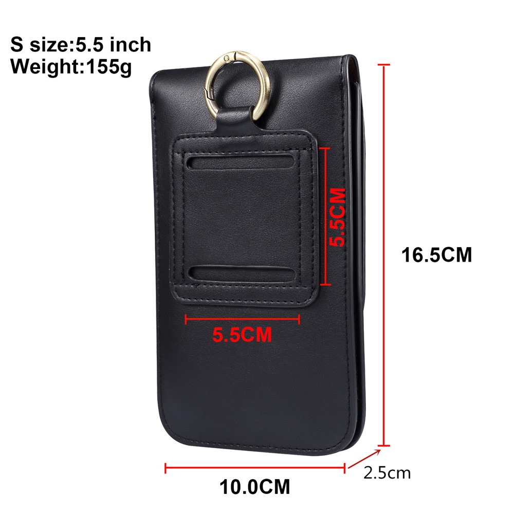4.7-5.5 Inch Universal Wear-resistant Leather Belt Clip Phone Pouch Case for iPhone Samsung Huawei Etc. - Black-8