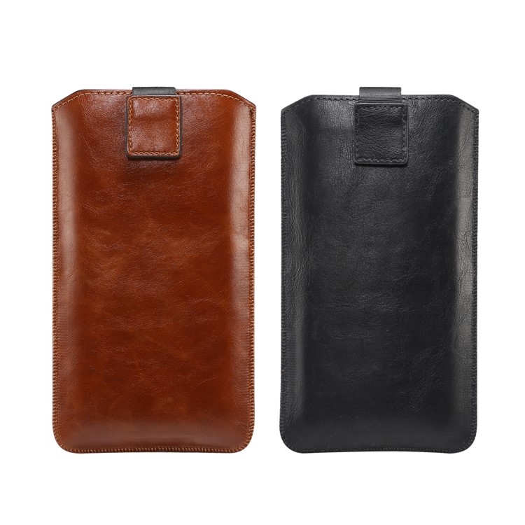 Crazy Horse Split Leather Universal Pouch with Belt Loop for 5.5-6.5 inch Mobile Phones - Black-14