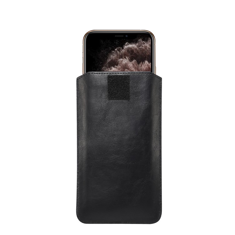 Crazy Horse Split Leather Universal Pouch with Belt Loop for 5.5-6.5 inch Mobile Phones - Black-9