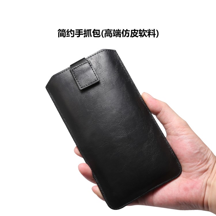 Universal Pouch Crazy Horse Split Leather Case with Belt Loop for 6.7-6.9 inch Cell Phones - Black-10