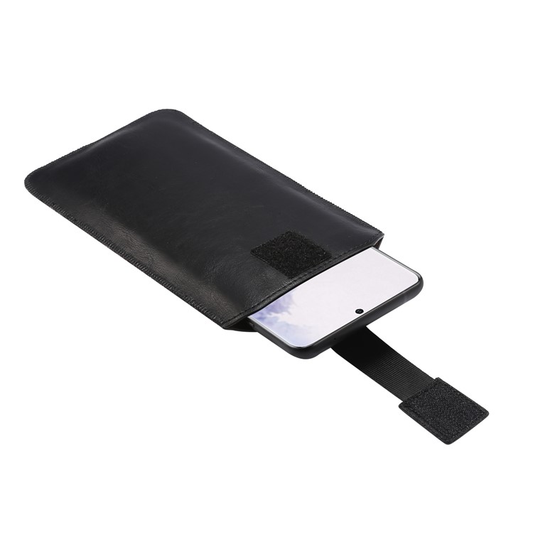 Universal Pouch Crazy Horse Split Leather Case with Belt Loop for 6.7-6.9 inch Cell Phones - Black-4