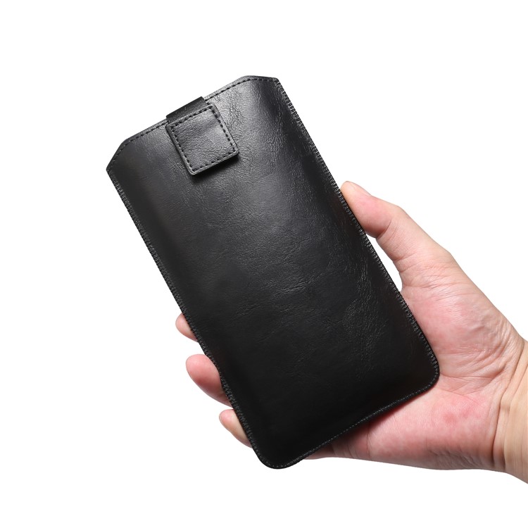 Universal Pouch Crazy Horse Split Leather Case with Belt Loop for 6.7-6.9 inch Cell Phones - Black-8