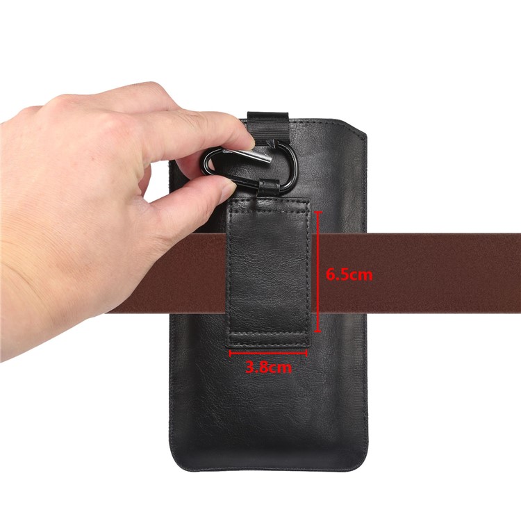 Universal Crazy Horse Split Leather Pouch Phone Cover with Belt Loop for 4.8-5.2 inch Smartphones - Black-2