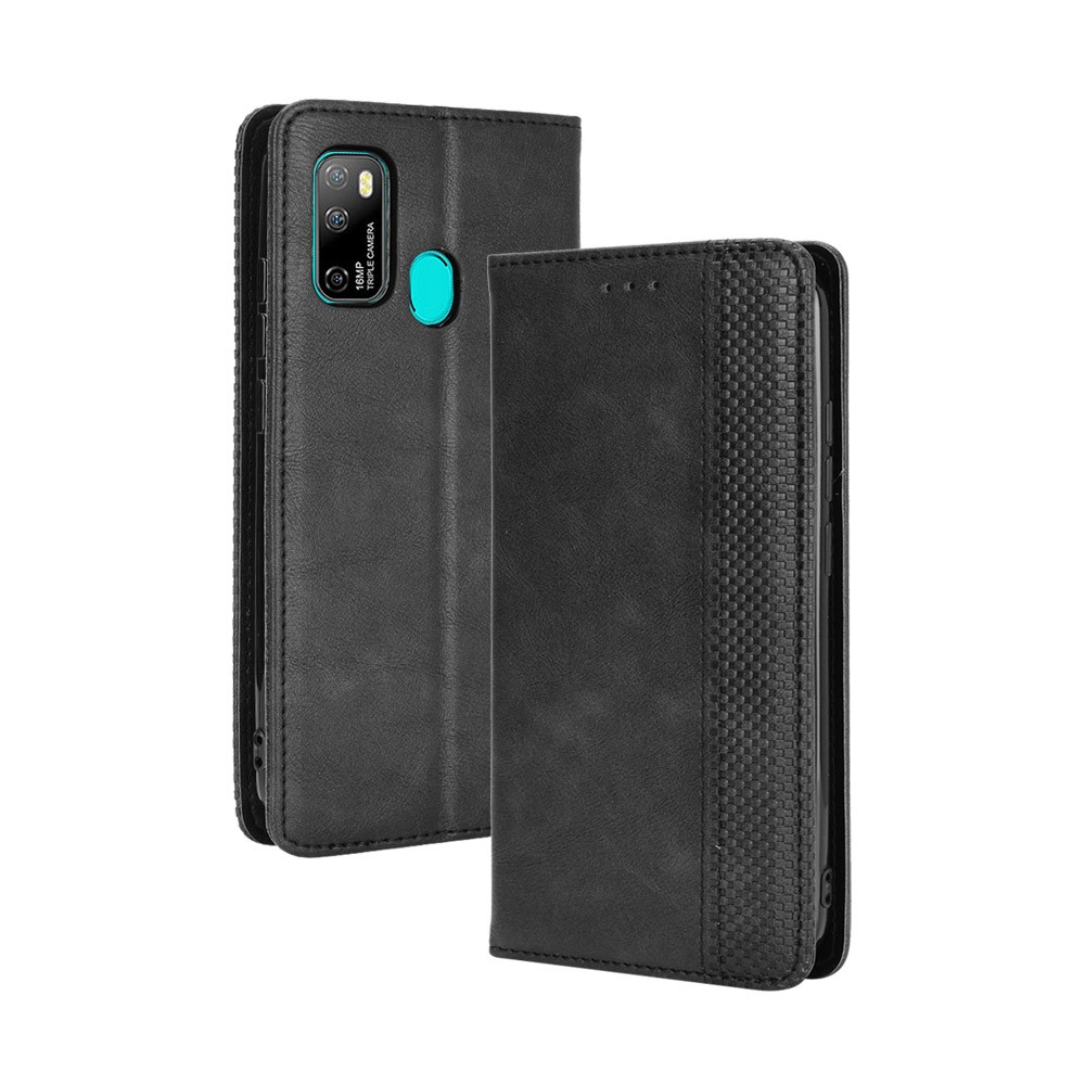 Vintage Style Wallet Stand Leather Phone Cover for Ulefone Note 9P - Black-2