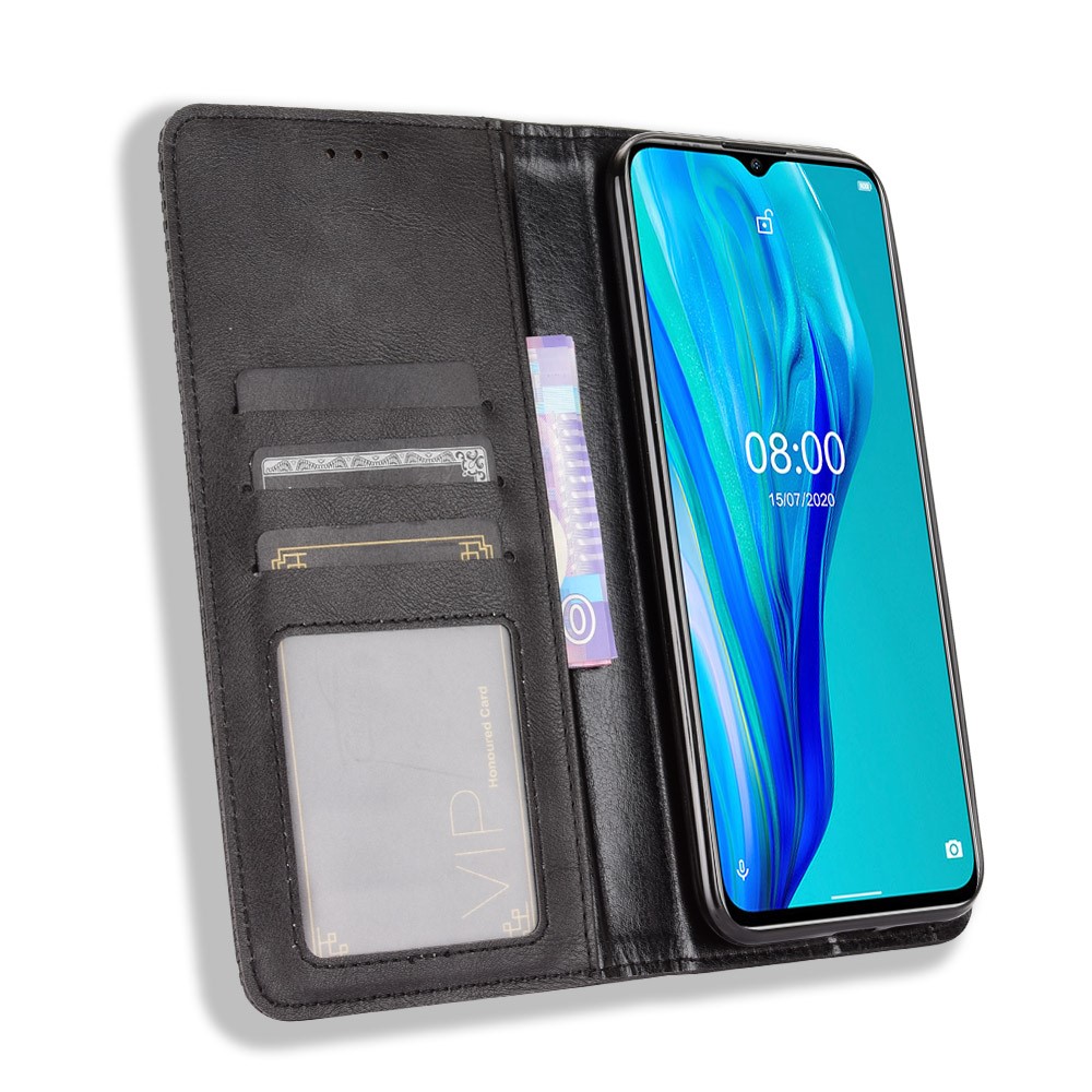 Vintage Style Wallet Stand Leather Phone Cover for Ulefone Note 9P - Black-5