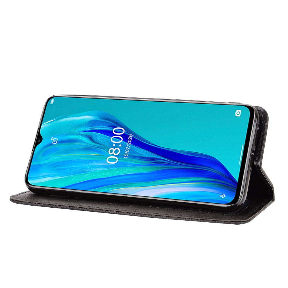 Vintage Style Wallet Stand Leather Phone Cover for Ulefone Note 9P - Black-6