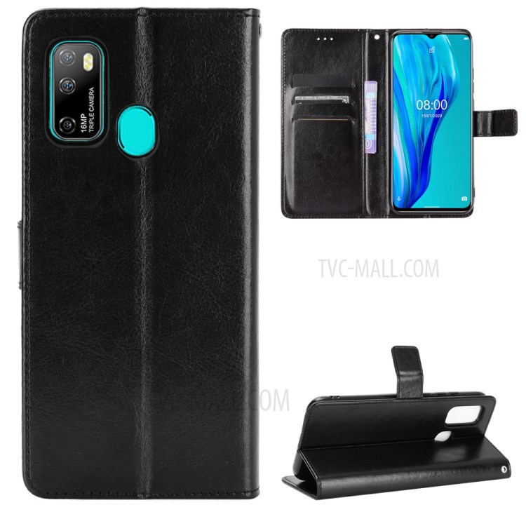 Crazy Horse Texture Wallet Stand Leather Phone Cover for Ulefone Note 9P - Black-1