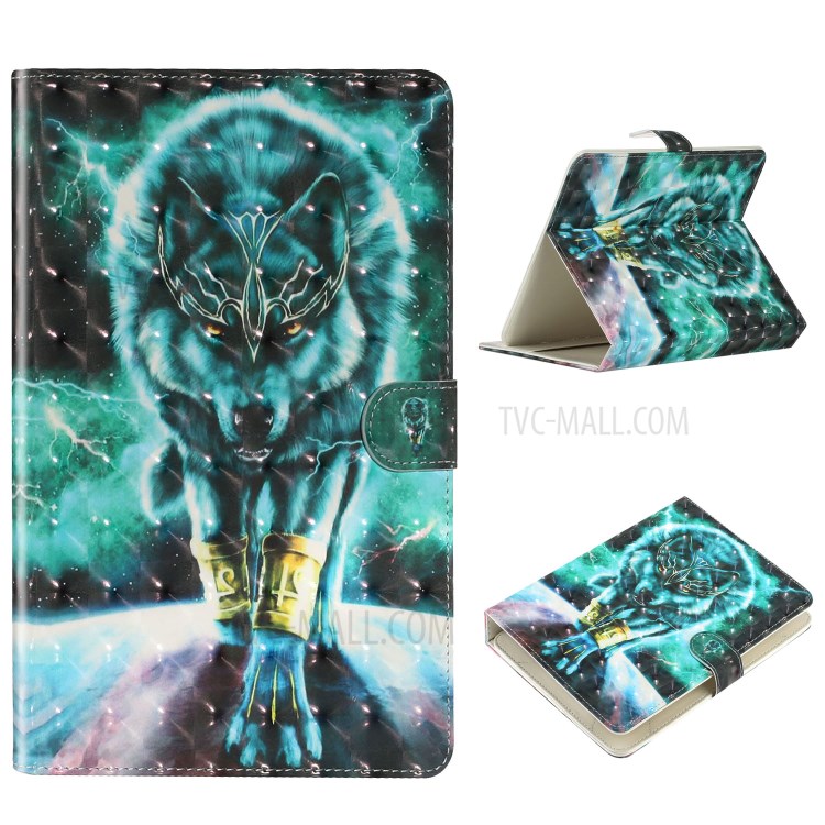 Printing Skin PU Leather Tablet Cover for 10-inch Tablets - Wolf-1