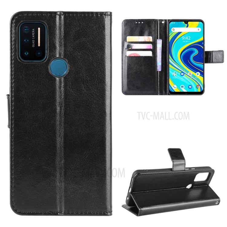 Crazy Horse Leather Shell with Wallet Stand Protective Case for Umidigi A7 - Black-1