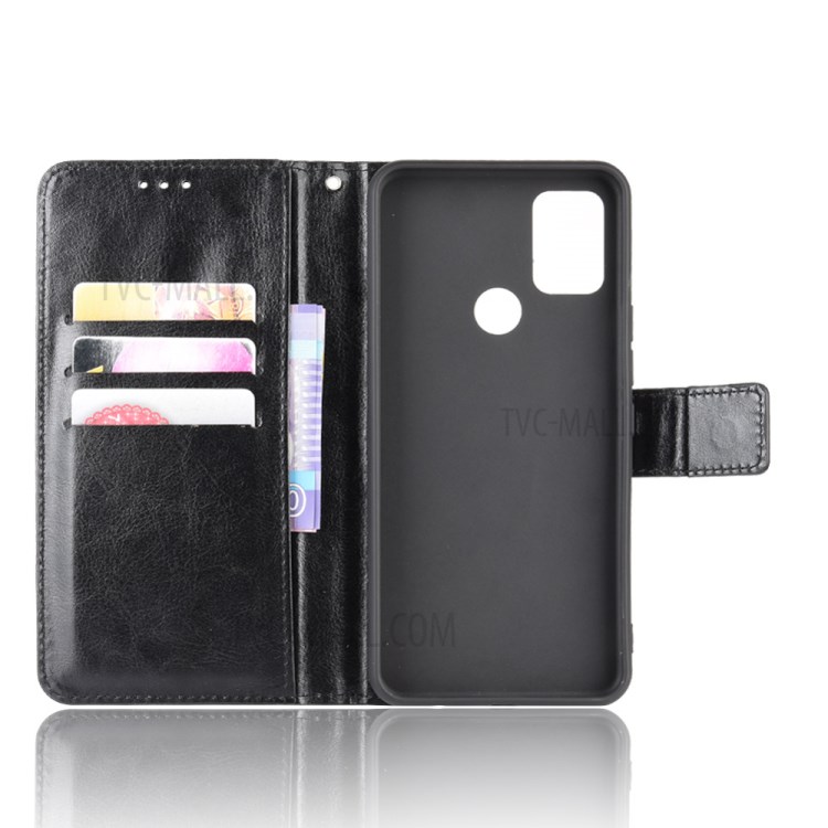 Crazy Horse Leather Shell with Wallet Stand Protective Case for Umidigi A7 - Black-3