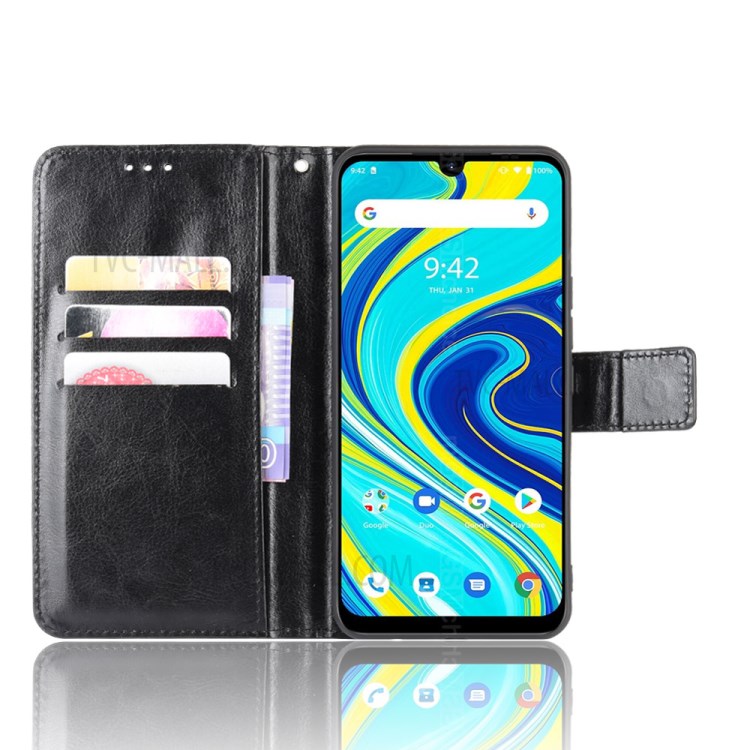 Crazy Horse Leather Shell with Wallet Stand Protective Case for Umidigi A7 - Black-4