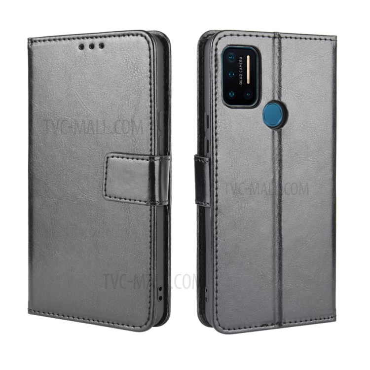 Crazy Horse Leather Shell with Wallet Stand Protective Case for Umidigi A7 - Black-7
