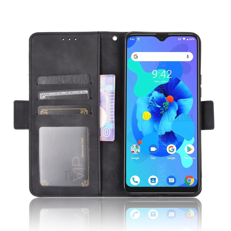 Wallet Stand Flip Leather Cell Phone Case for Umidigi A7 - Black-4